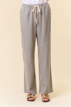 Load image into Gallery viewer, LINEN BLEND STRIPE WIDE LEG PANTS