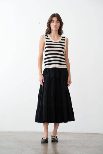 LOOSE STRIPE CROCHET SWEATER VEST