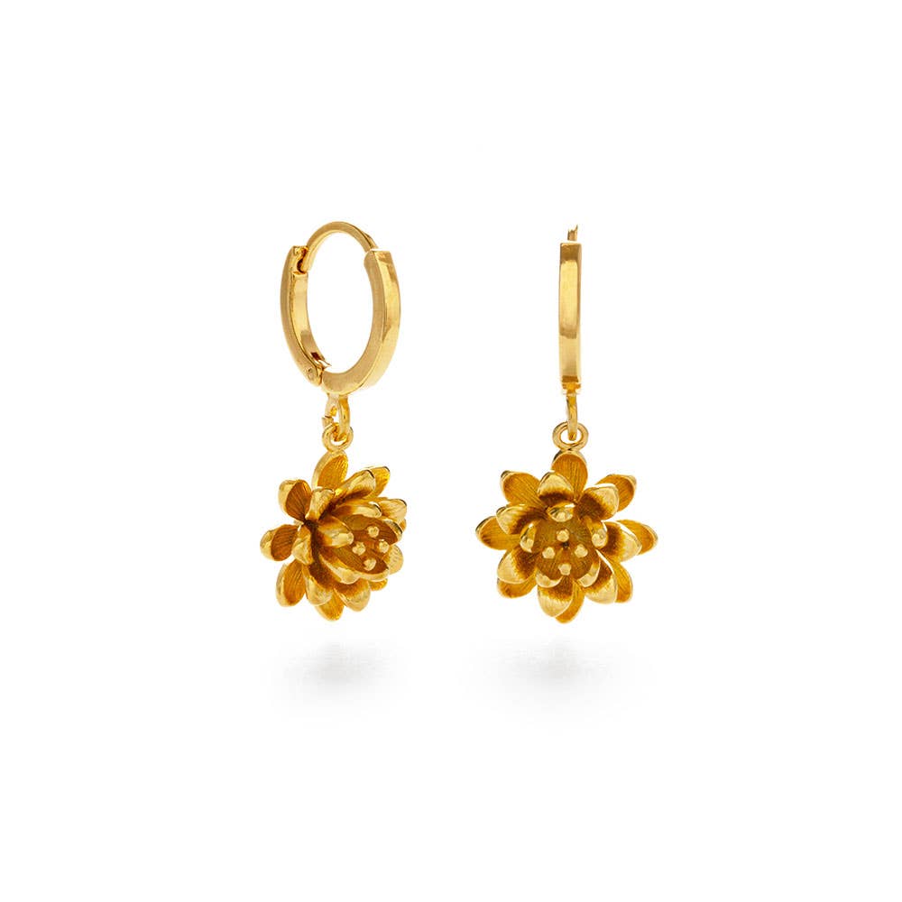 Lotus Flower Huggie Hoop Earrings AS27