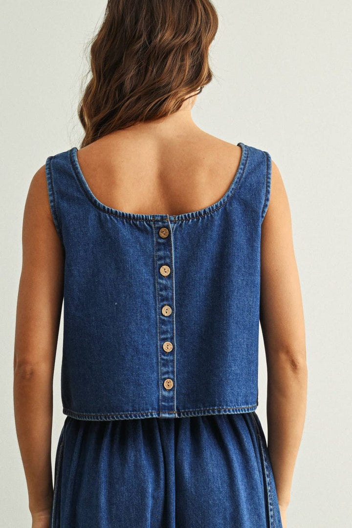 T5870ST   SOFT DENIM SLEEVELESS TOP