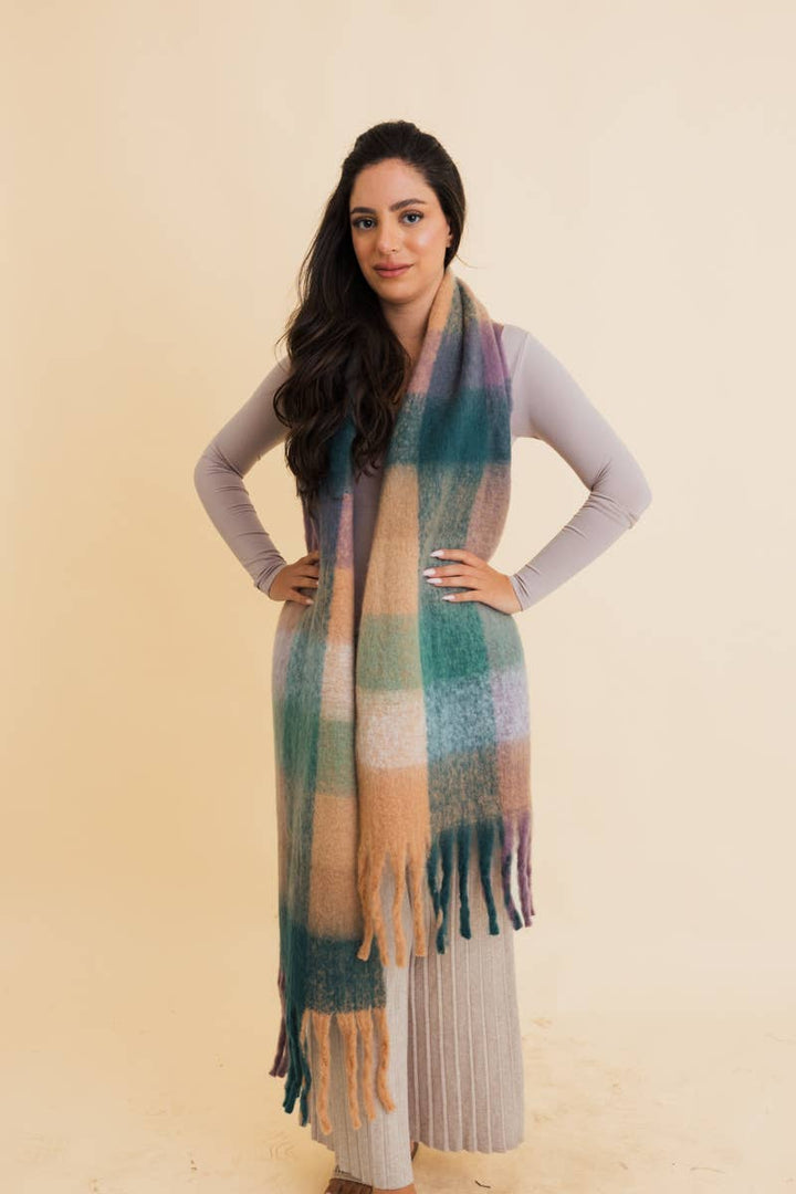 Cozy Breeze Oversized Fringe Scarf - Fall &amp; Winter Essential LT223