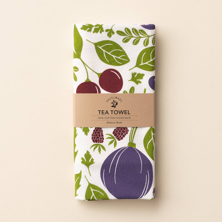 Purple Farmers Market Tea Towel | Cotton Flour Sack Towel