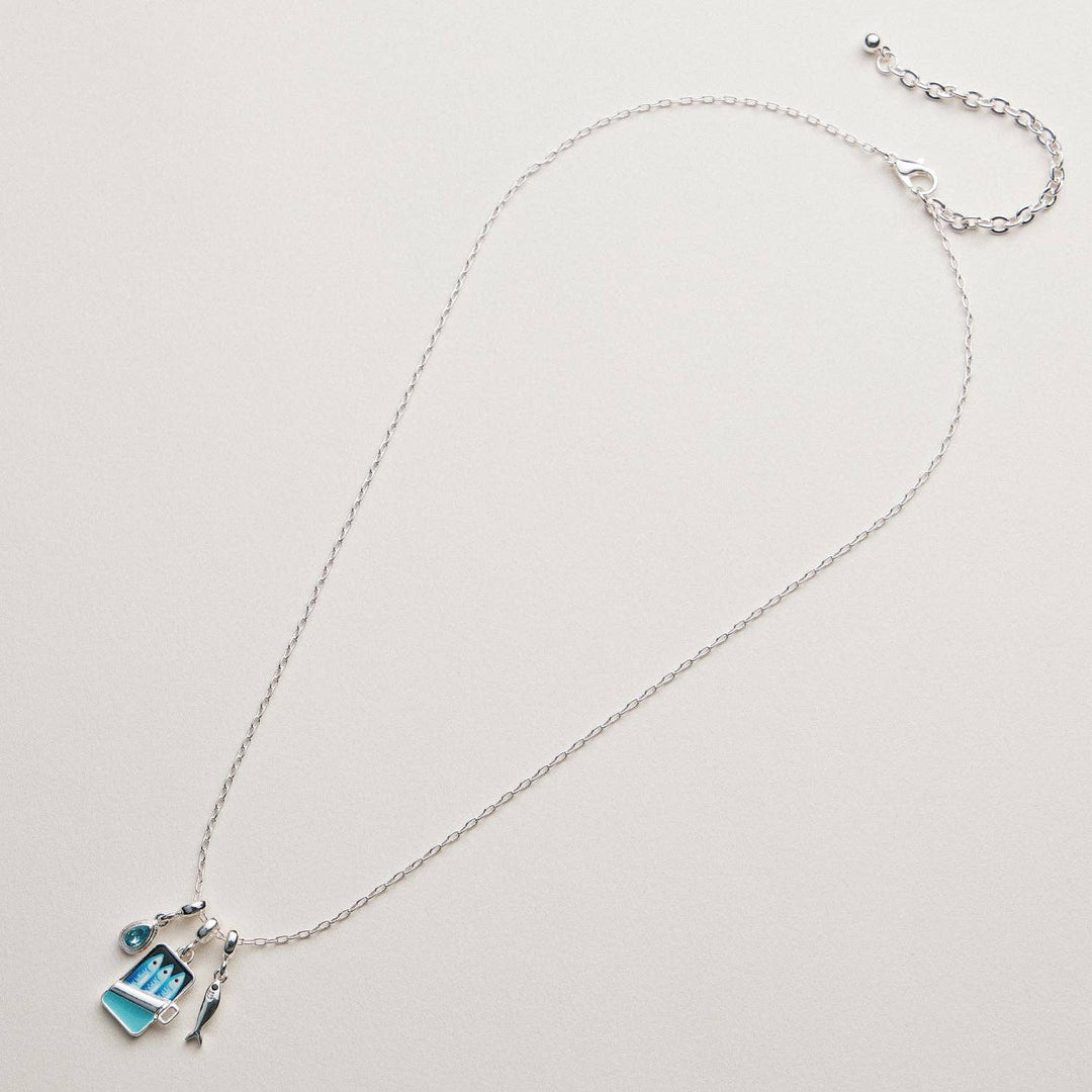 Gold Plated Fish Sardine Can Coastal Charm Necklace FRN24