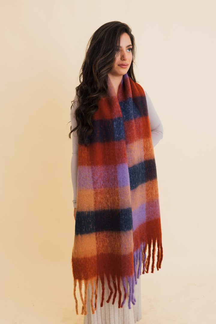 Cozy Breeze Oversized Fringe Scarf - Fall &amp; Winter Essential LT223
