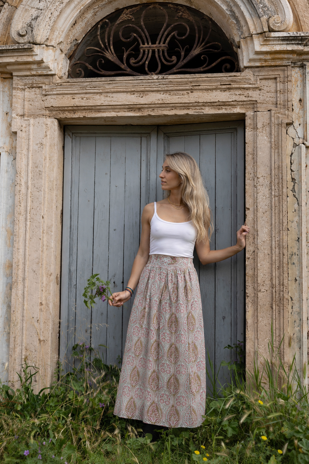 Cotton Maxi Skirt ~ Soft Pink DVE32