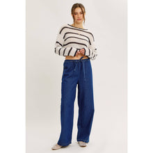 Load image into Gallery viewer, LAID BACK STAPLE STRIPE COTTON SWEATER WITH CONTRAST TRIM