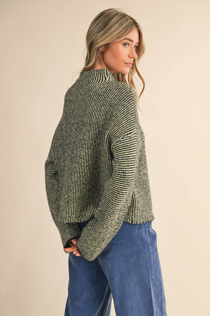 STRIPED SWEATER CARDIGAN WITH COLORFUL BUTTONS MS112