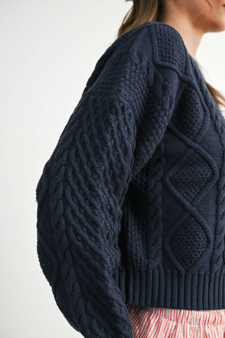 Fall Casual Solid Cable Knit Sweater - BMW719