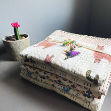 Load image into Gallery viewer, Baby Block Printed Kantha Blanket - Fish Print