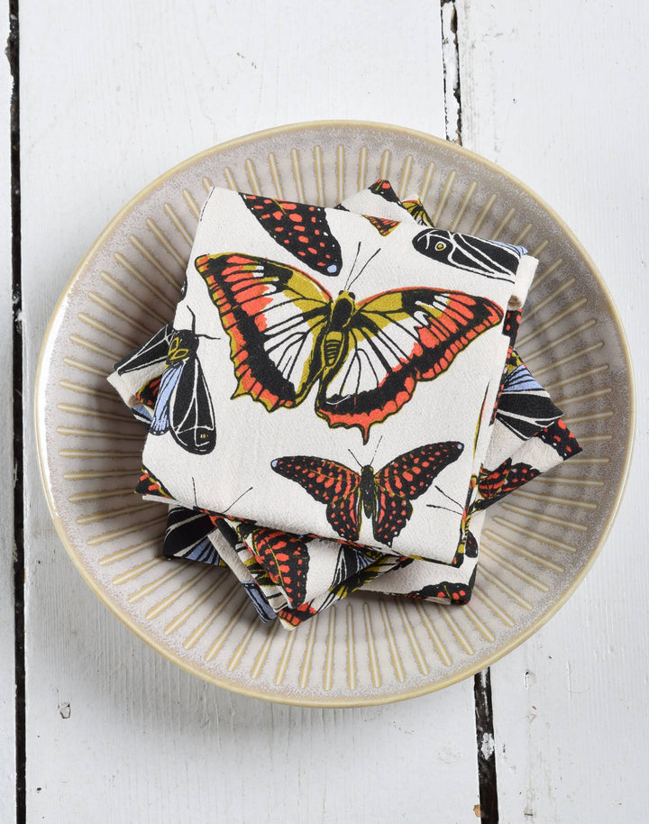 Organic Cotton Butterfly Napkins - 20" x 20" - Blue Orange HH874