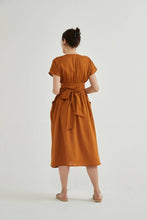 Load image into Gallery viewer, Fiona 100% Linen Wrap Side Tie Dress