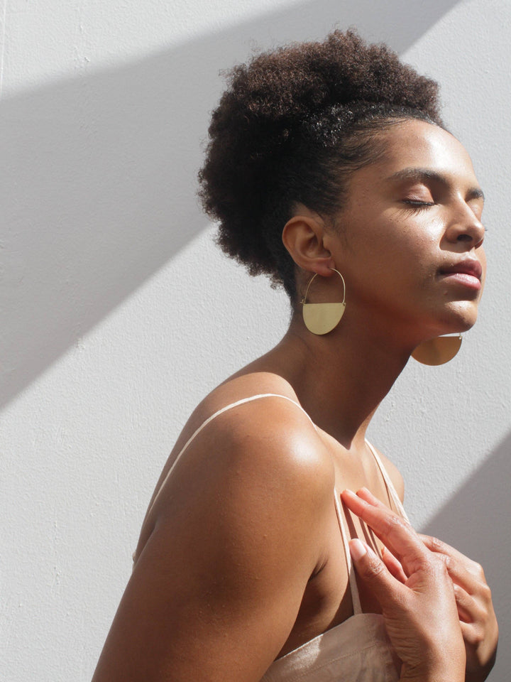 RK10 Matte Gold Half Moon Earrings