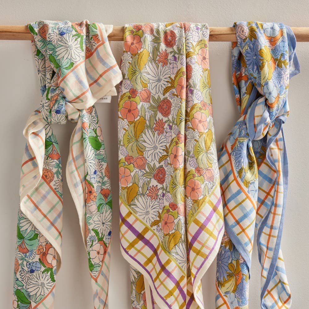 Magic Garden Green Indian Flower Print Scarf BH223