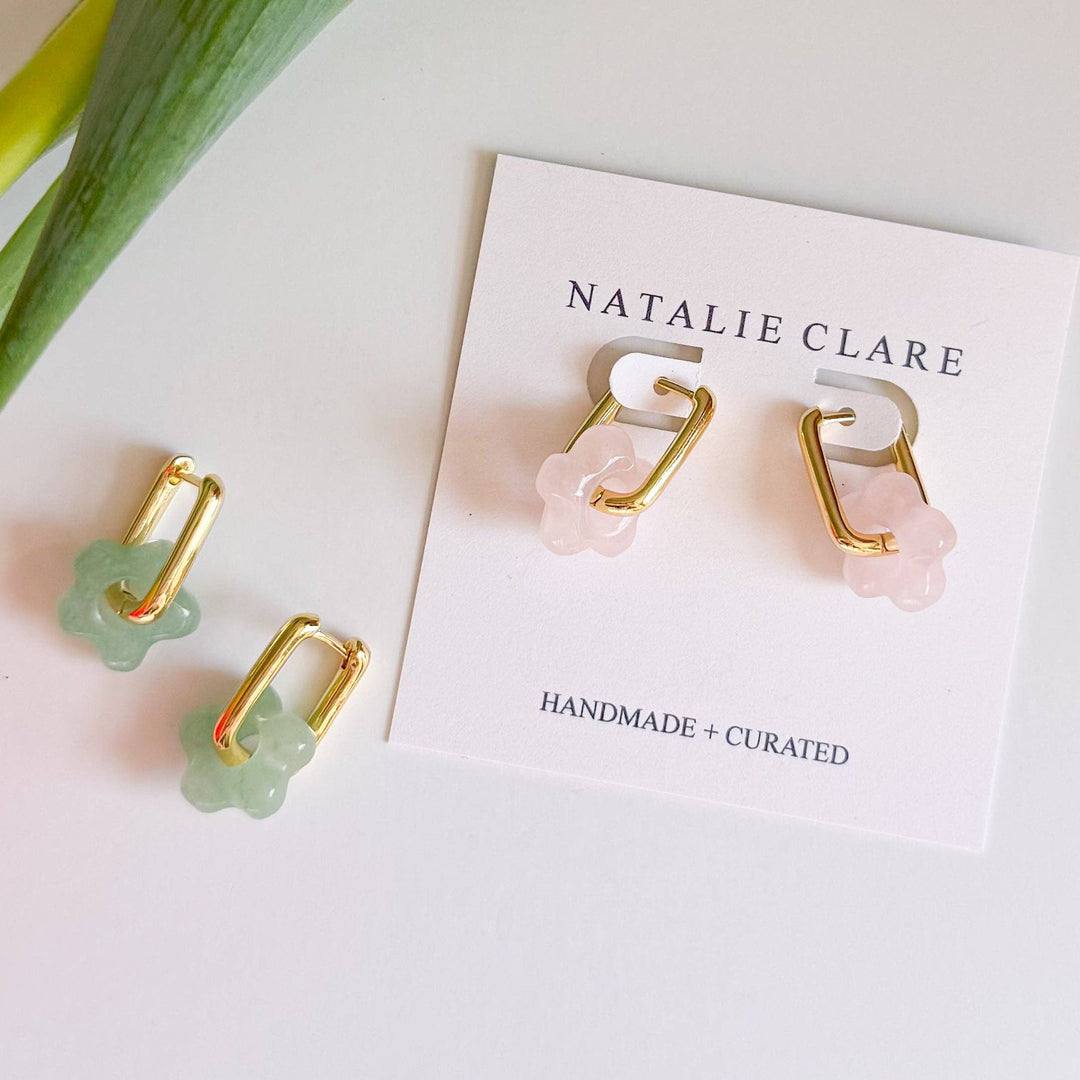 Stone Flower Hoop Earrings NC54