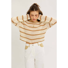 Load image into Gallery viewer, LAID BACK STAPLE STRIPE COTTON SWEATER WITH CONTRAST TRIM