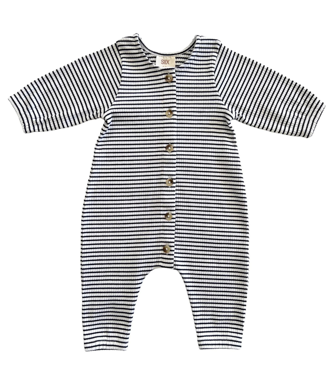 Black Stripe / Organic Ribbed Long Sleeve Bay Jumpsuit SIIXB