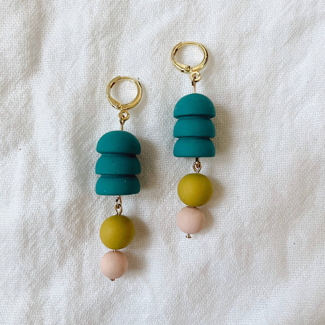 Adeline | Chunky Bead Dangle Polymer Clay Earrings