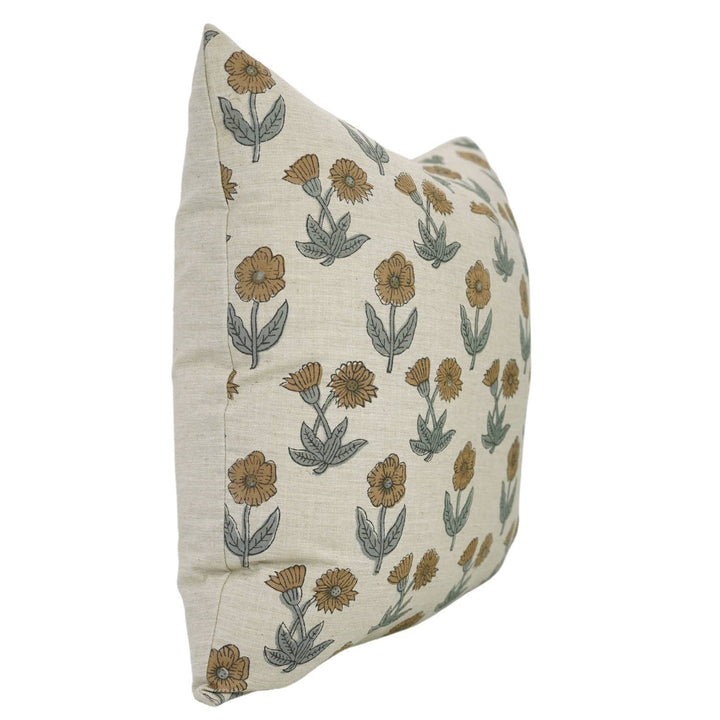 Designer Block Print Linen Blend Pillow Cover - Kirti FB05