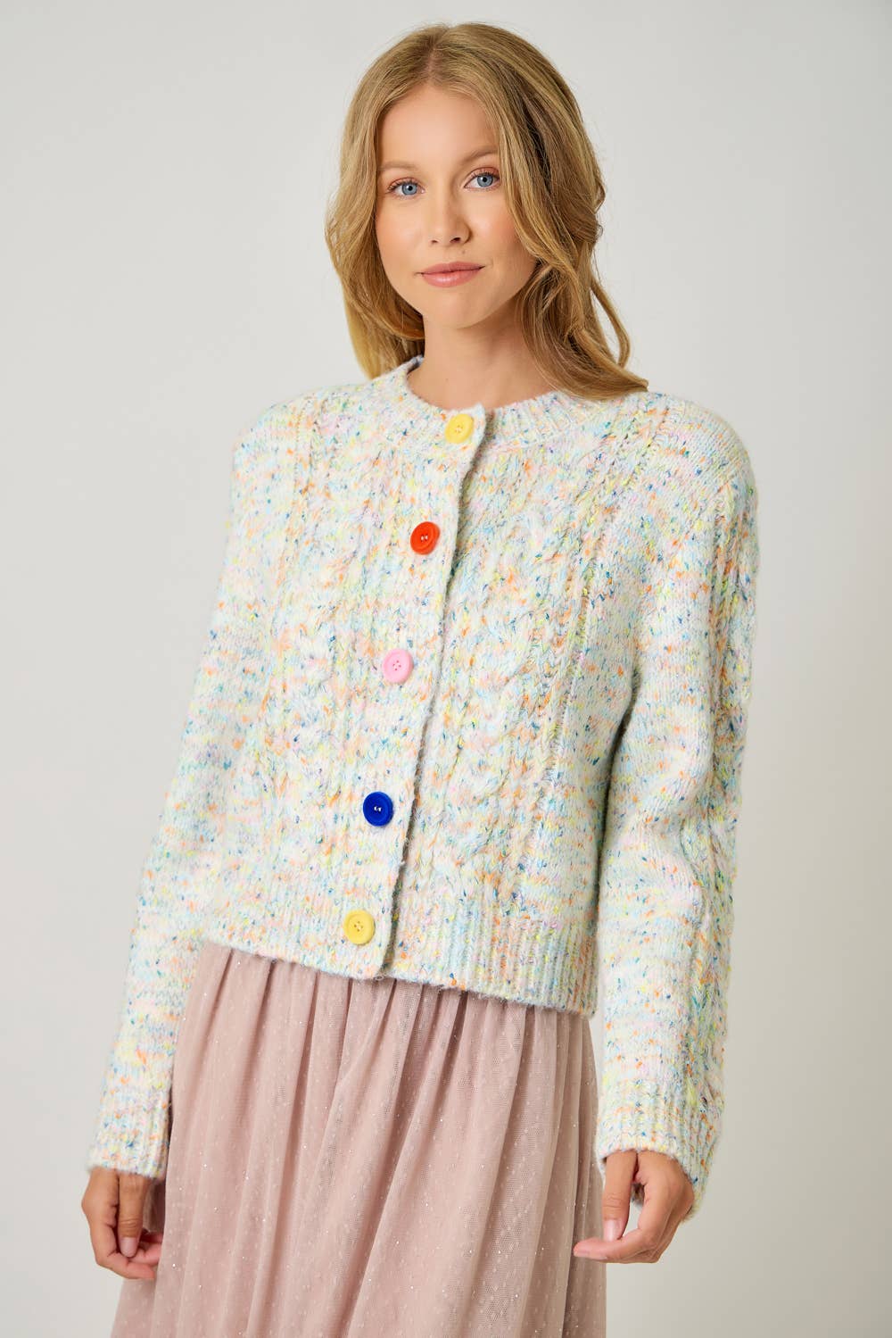 Mixed Yarn Sweater Cardigan MT245