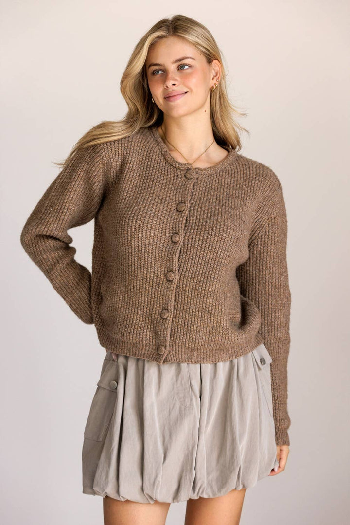 JT111 - TEXTURED KNIT BUTTON-UP CARDIGAN
