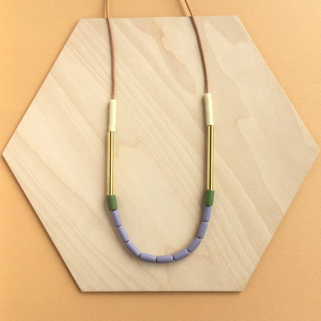 Dini Necklace - Purple &amp; Olive LA07