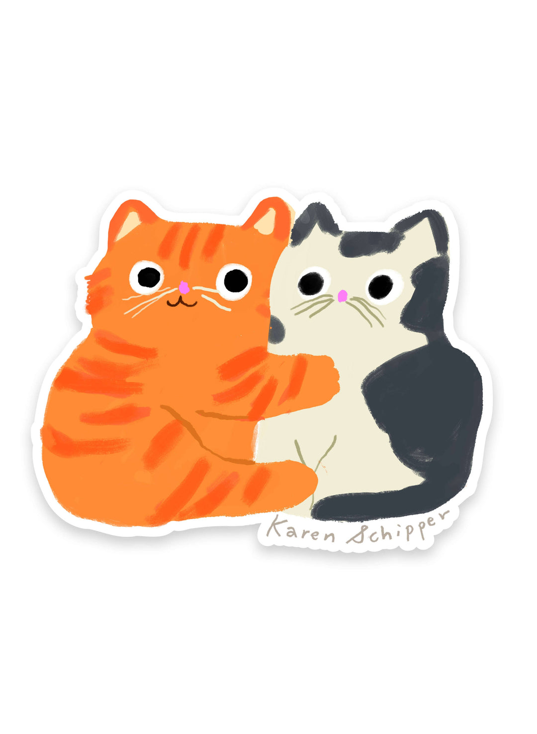 Cat Hug Sticker – Cute Cat Lover Vinyl Sticker