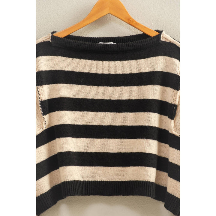 Relaxed Fit Striped Boat Neck Sweater  DS29