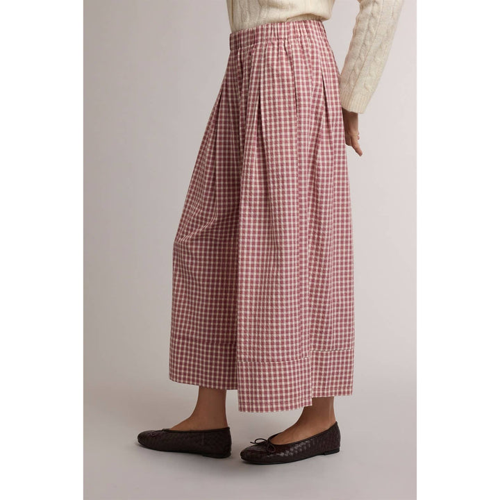 GINGHAM WIDE LEG PULL ON PANTS / WL26