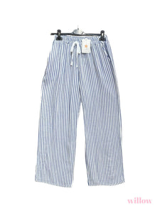 Striped cotton gauze pants