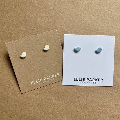 Ceramic Clay Birdie Stud Earrings with Gold Accents EP08