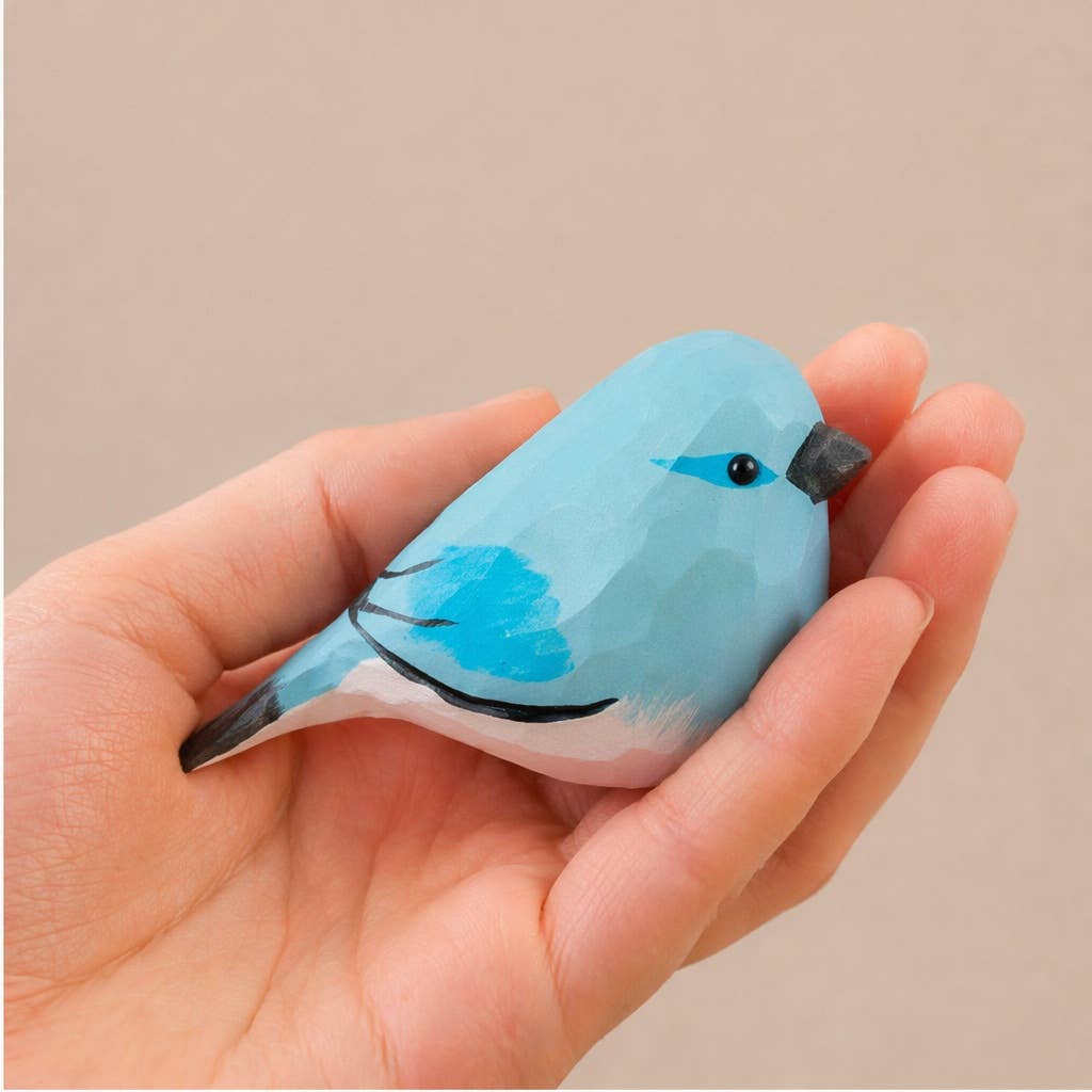 Hand-Painted Carved Wood Bird Figurine