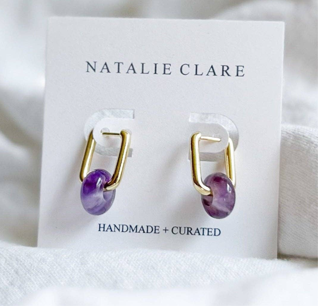 Amethyst Huggie Hoop NC06