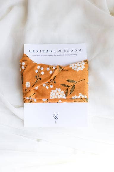 Mustard Yellow Floral Headwrap HH29