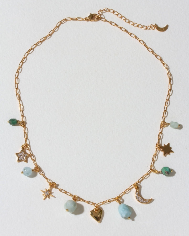 Blue Skies Gemstone Charm Necklace LN89