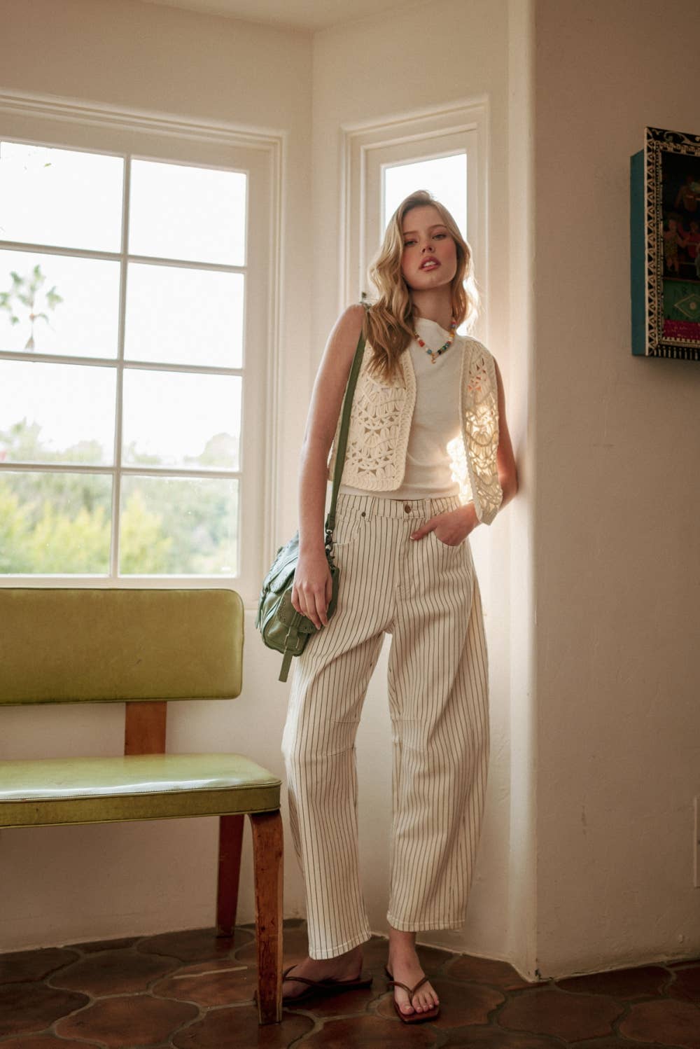 PINSTRIPED BARREL PANTS MM763