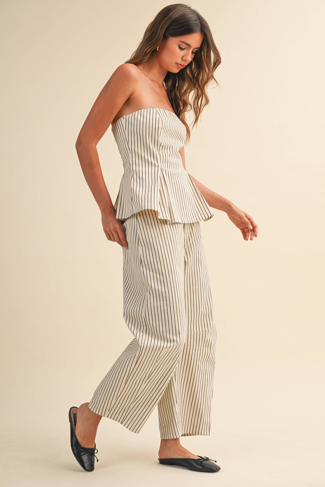 STRIPED BARREL PANTS