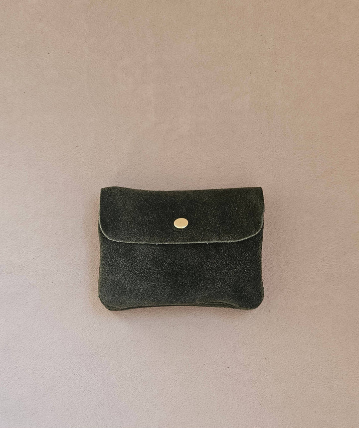 Kangood suede-effect leather coin purse: Pearl grey