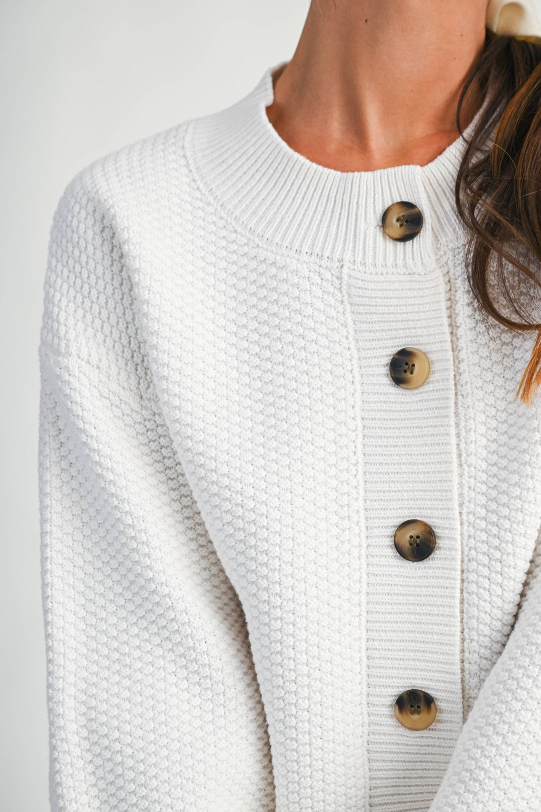 336K Textured Button Front Cardigan Sweater
