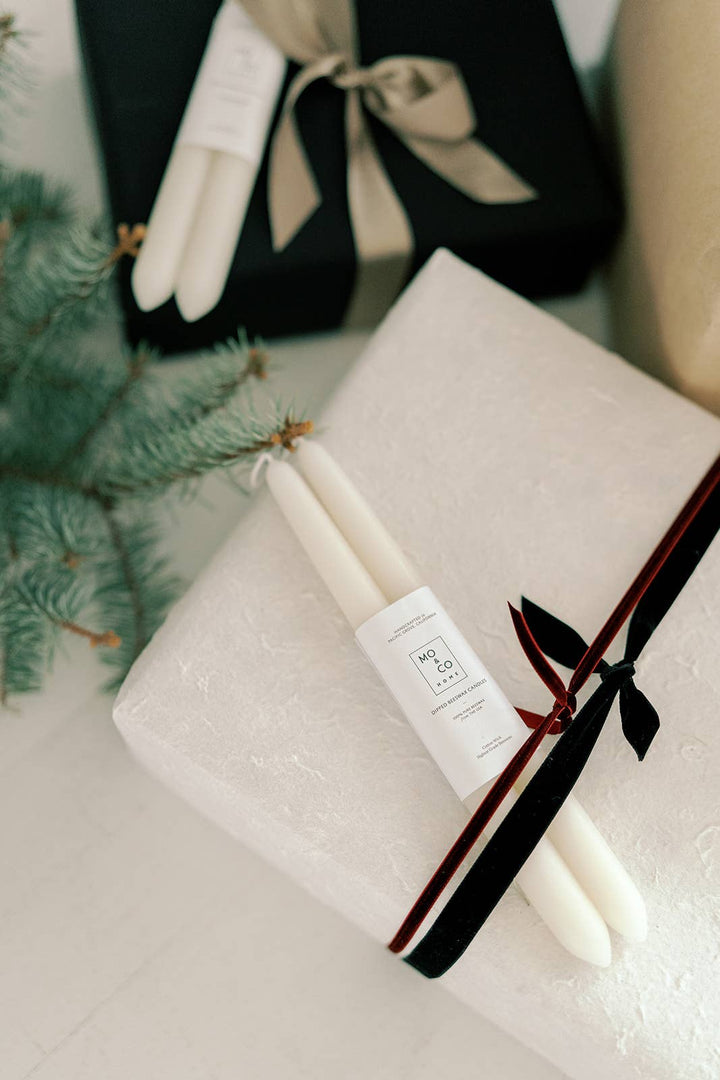 Natural White | Dipped Beeswax Taper Candles | All Natural