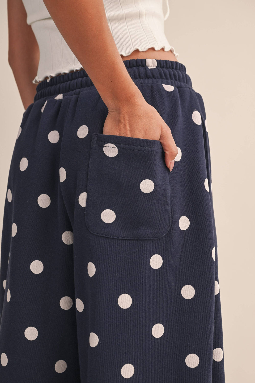 IP1506 POLKA DOT PRINTED BARREL CASUAL SWEATPANTS