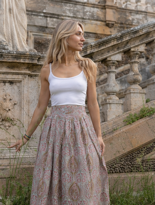 Cotton Maxi Skirt ~ Soft Pink DVE32