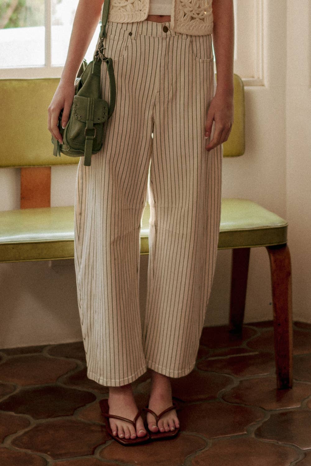 PINSTRIPED BARREL PANTS MM763