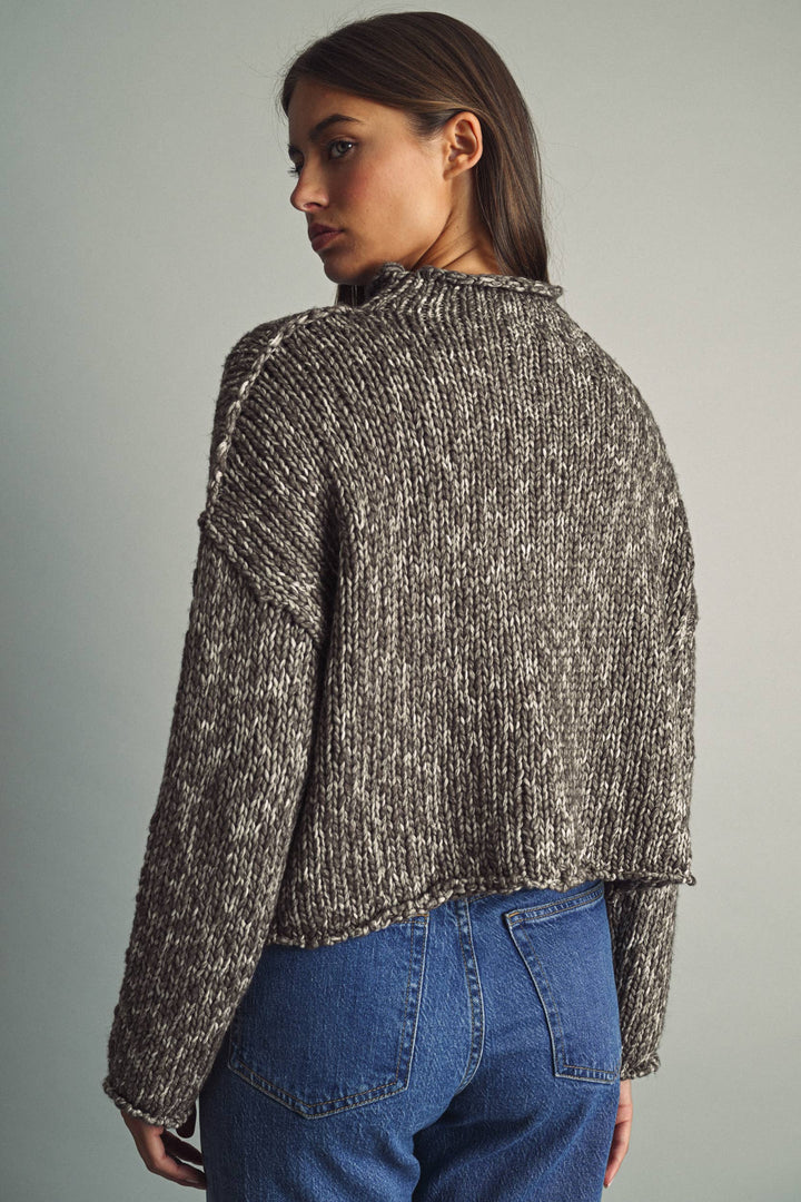 T673   ROLL HEMMING LONG SLEEVE SWEATER TOP