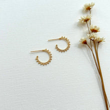 Load image into Gallery viewer, Dainty Gold Dot Hoops KT04