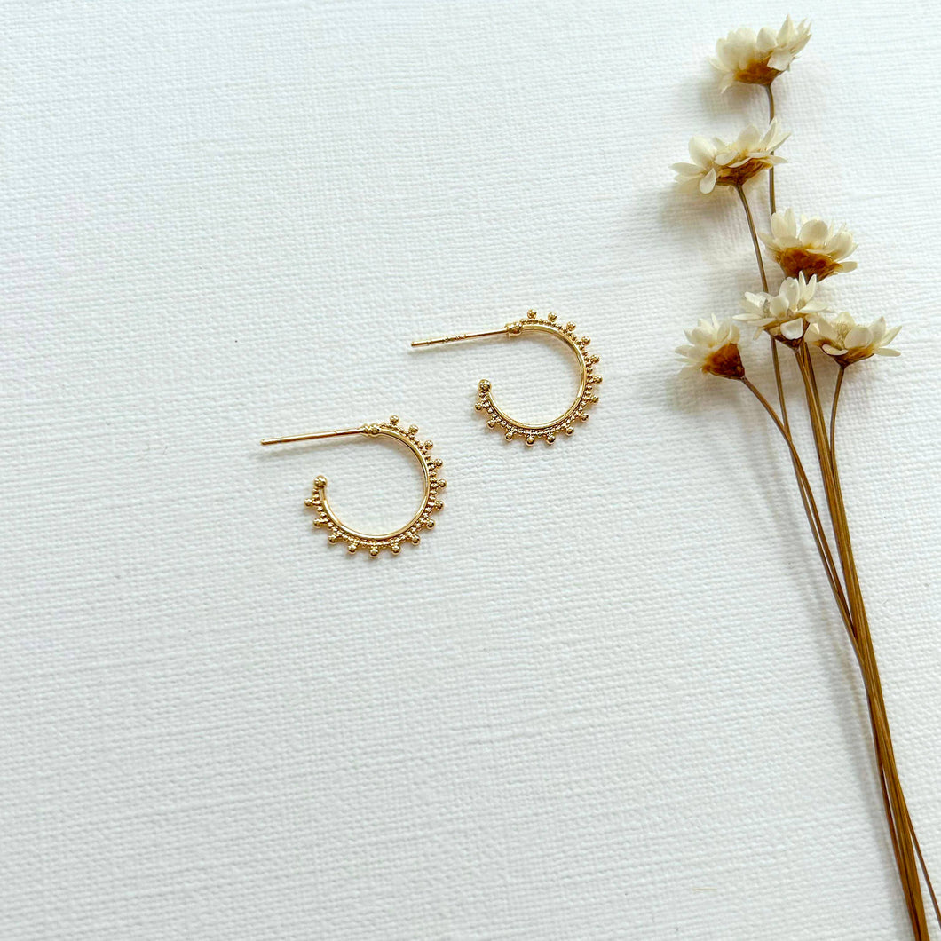 Dainty Gold Dot Hoops KT04