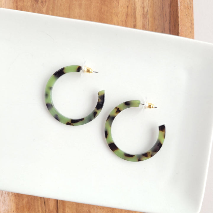 Camy Hoops - Olive Tortoise // Jewelry, Earrings, Fall SS236