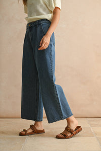 P1224   MINI PLEAT FRONT RELAXED DENIM PANTS