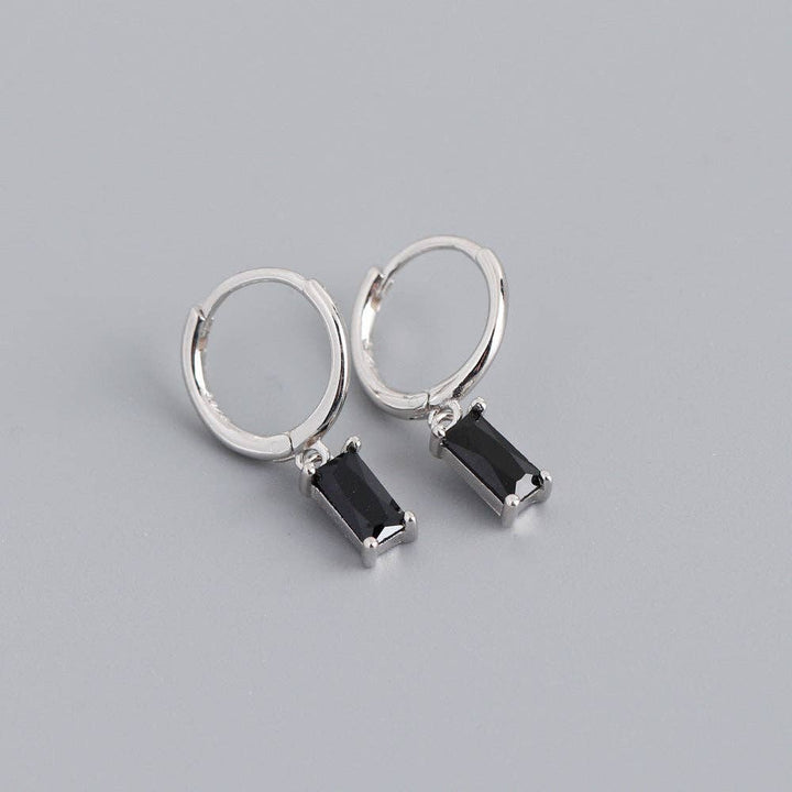 Emerald Cut Color Gem Drop Earrings in 925 Sterling Silver