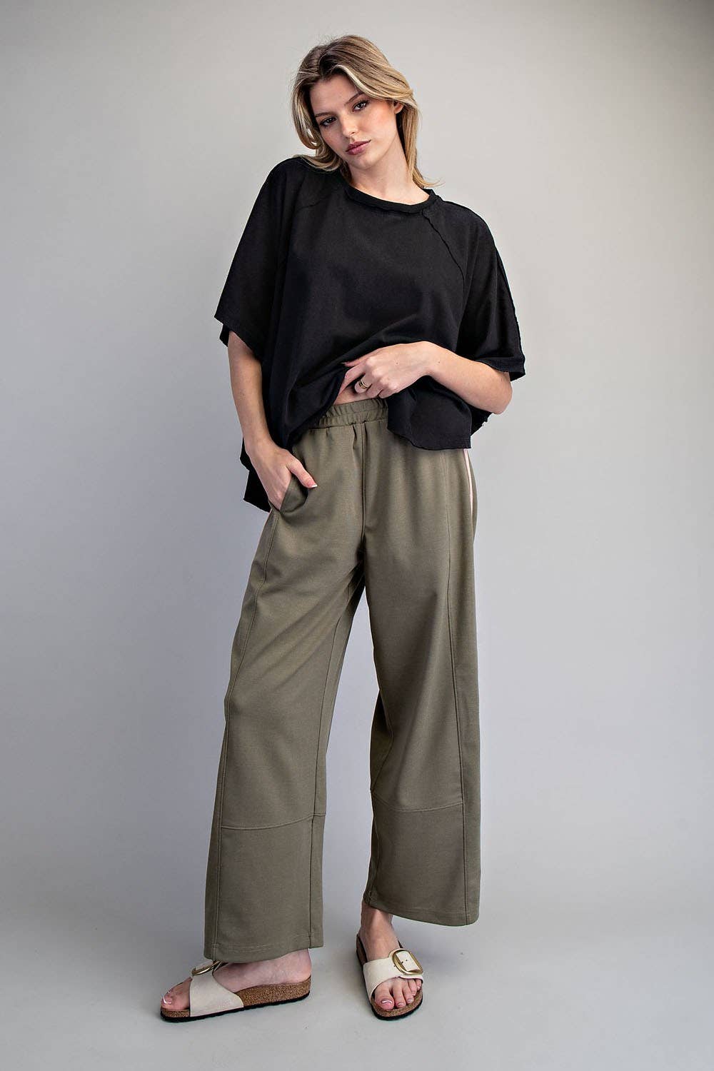 SIDE STRIPE ELASTIC WAIST SPORTY PANTS