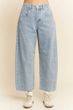 Load image into Gallery viewer, PATCH POCKET WIDE LEG CULOTTE DENIM BARREL PANTS